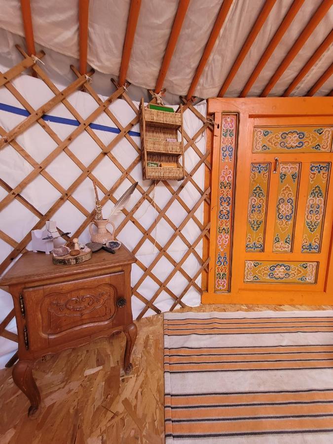 Slapen tussen de ezels in de Yurt Hotel Aarschot Buitenkant foto
